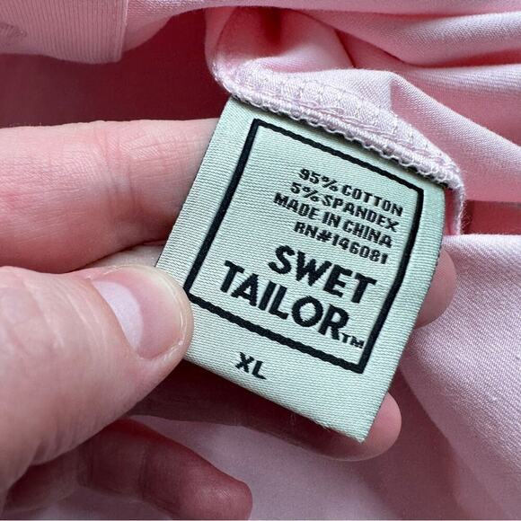 Swet Tailor Light Pink Short Sleeve Polished Button Down Shirt Size XL - Picture 8 of 11